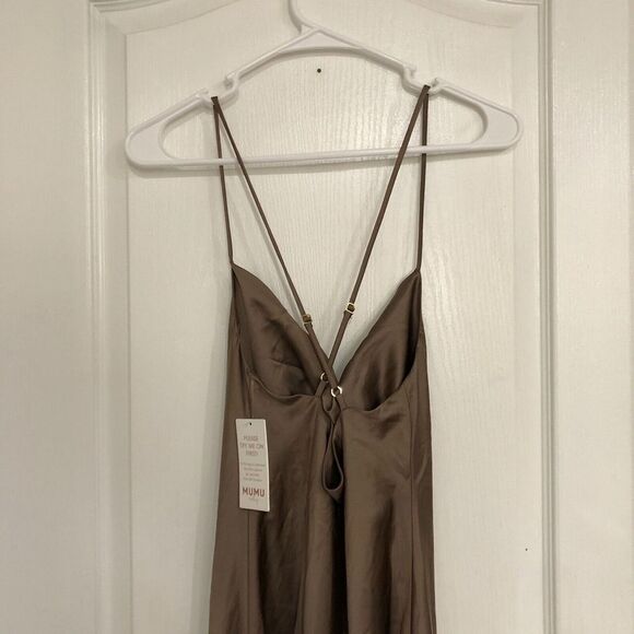 Show Me Your MuMu Verona Cowl Midi Dress‎ Luxe Satin Wedding Rose Gold Size XXS - Picture 6 of 9